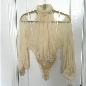 DONNA KARAN COLLECTIBLE! Ivory silk bodysuit Sz 6
